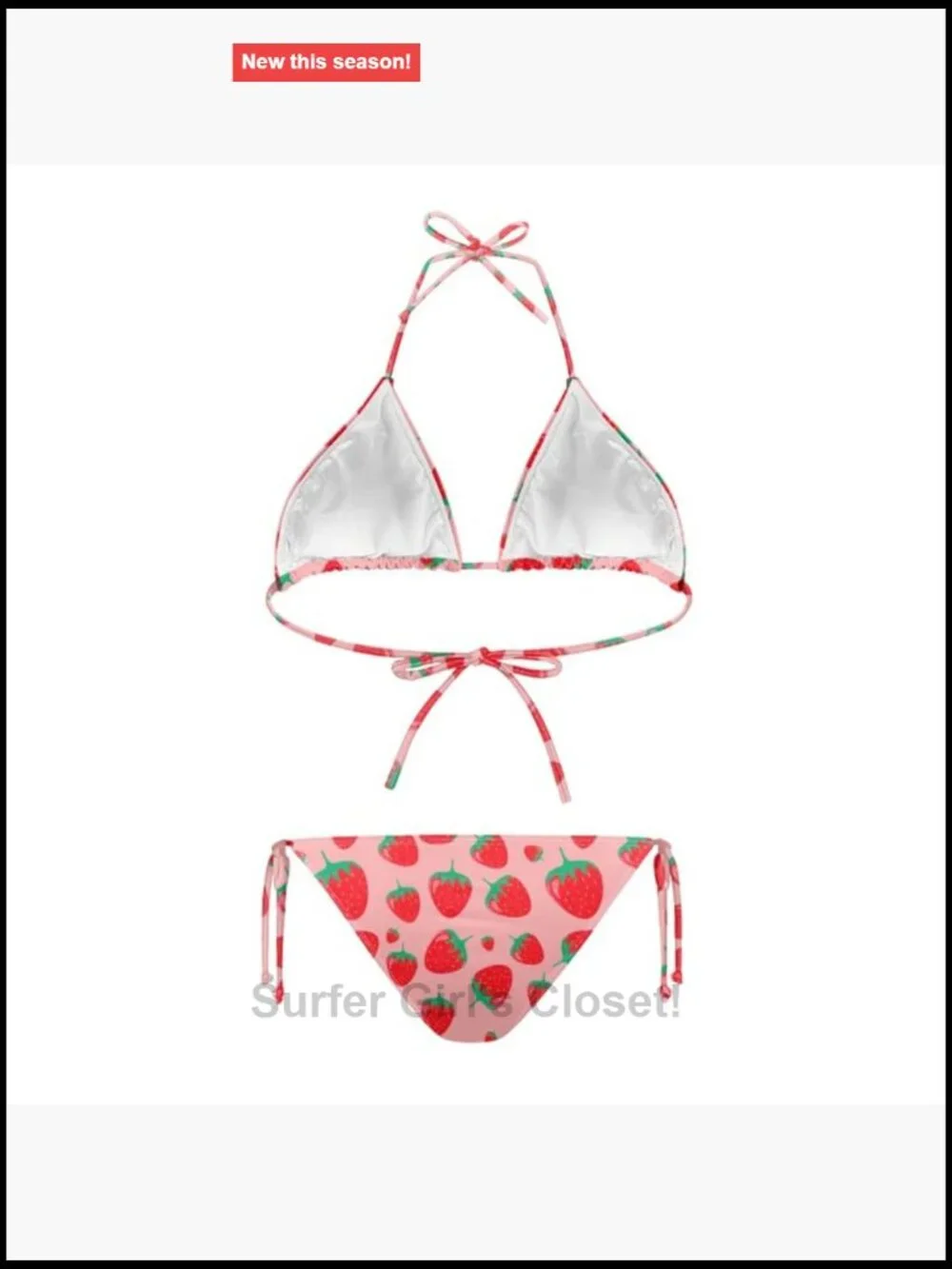 Women's Two Piece Bikini Swimsuit Fruit Print Halter Triangle Tie Side